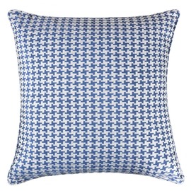 Homey Cozy Jacquard Cotton Throw Pillow Cover,Navy Blue Houndstooth Modern Silk Plaid Textured Sofa Couch Decorative Pillow Case 20x20,Cover Only