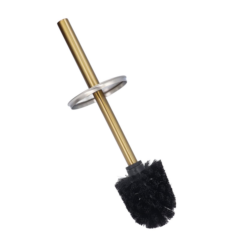Toilet Brush Set Stainless Steel Gloden Space Saving Soft Durable