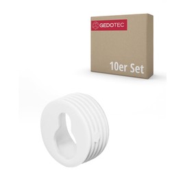 GedoTec® H3052 Wardrobe Holder with Keyhole Shape for Drilling in - Pack of 10 | Hanger with Diameter 30 mm | Plastic White | Furniture Fittings