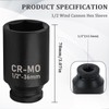 36MM Socket Socket 1/2 Inch Drive 6 Point Extra Deep