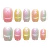 Hanakoko Handmade Press-On Nails, Floral Designs with Glitter and Pearls,