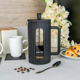 Café Olé Ciao 8 Cup Cafetière, Stainless Steel Gauze, French Press, Black