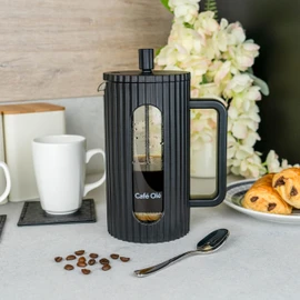 Café Olé Ciao 8 Cup Cafetière, Stainless Steel Gauze, French Press, Black