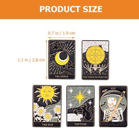 jojofuny Brooch Tarot Women's Backpacks 5 Pieces Tarot Enamel Pin The Moon Star Wheel of Death Brooch Pin Backpack Clothing Lapel Badge for Unisex Women's Backpack