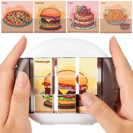 YAOZUP Toy 4-in-1 Puzzle 9 Pieces, Rotating 3D Puzzle, Montessori Puzzle for Children, Children's Puzzle Puzzle Gift for Children from 2 3 4 5 6 (Food)