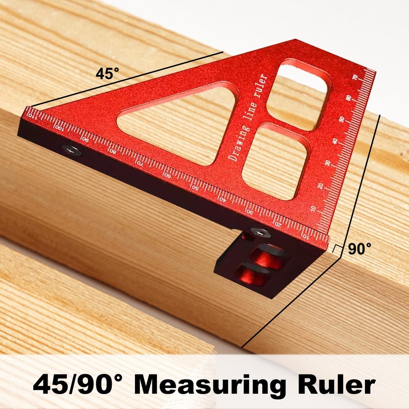 Multi Angle Measuring Ruler, 45°/90° Aluminum Alloy Woodworking Angle Ruler,