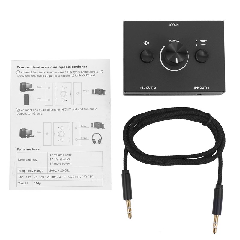 Hcskoss Audio Selector 3.5mm Earphone Splitter Audio Mixer Volume Controller