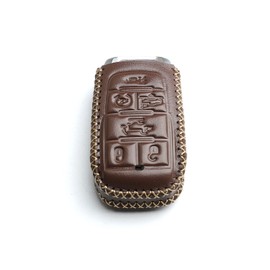 WFMJ Leather for RAM 1500 2019 2020 2021 2022 Remote 6 Buttons Key Fob Case Keychain Cover Chain (Brown)