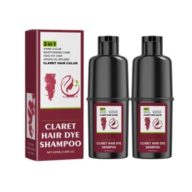 100 ml x 2 Hair Dye Shampoo 3-in-1 Hair Colour, Colour Shampoo, Hair Dye Shampoo for Red Hair, Instant Hair Colour Shampoo Instant Hair Colour for Men Women (Burgundy, 100 ml)