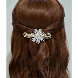 CASOLVX French Hairpin Mom Crystal Rhinestone Butterfly Clip Elegant Crystal Small Hairpieces for Woment (Zircon sunflower)