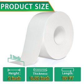 White Window Weather Sealing Tape,Window Draft Isolation Sealing Film Tape,Window AC Seal Air Conditioner Sealing Tape No Residue Waterproof Self Adhesive for Keep Out Cold Air Dust Rain(2IN X 99FT)