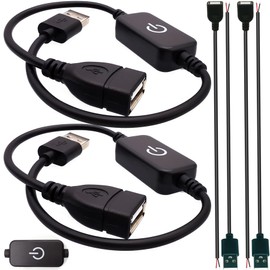 CTRICALVER LED Strip Dimmer Switch, Strip Touch Switch Controller USB Port, Single Color Light Bar Adjustable Switch with Male, Female USB Tail Wire (2 Pcak)