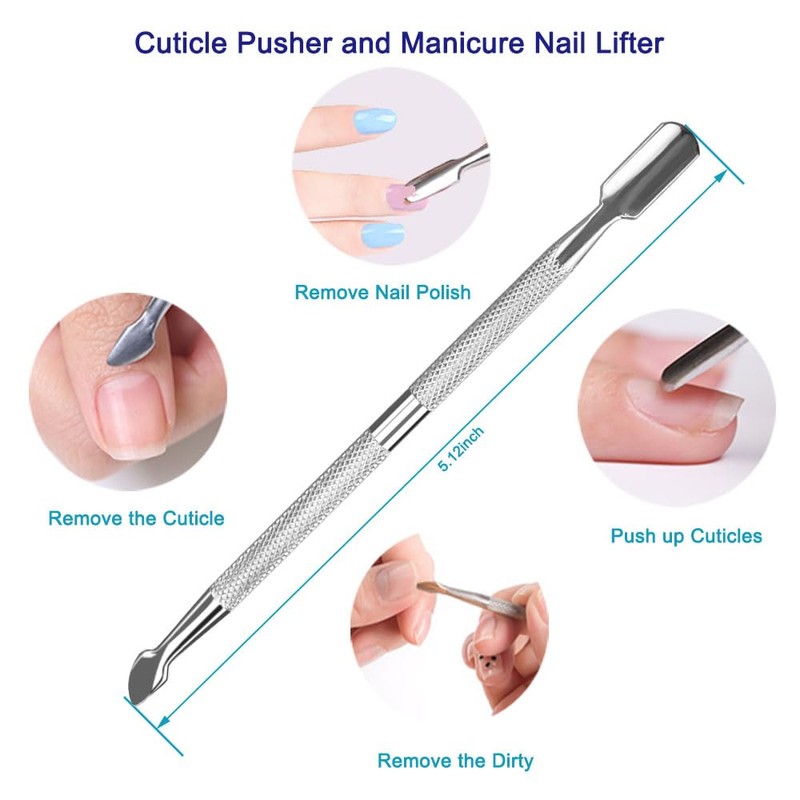 Pingispower Cuticle Pusher Set, 2 Pieces Professional Cuticle Cutter and