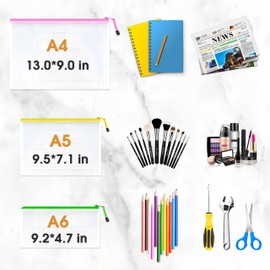 Umriox Mesh Zipper Pouch Bags, A4+A5+A6 (12 Colors, 36 Pack), Mesh Bags with Zipper, Storage Bags, Zipper Bags for Office Supplies Travel Storage