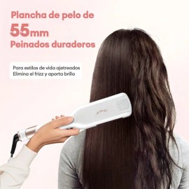 Ckeyin Planchas Para Cabello Profesional Placas Cerámica Alaciadora Planchas Extras Anchas de 55MM Blanca 2 en 1                                      