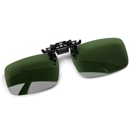 KANASTAL Sunglasses, Clip-On, Front Poke Clip, Flip Up Type, For Wearing Over Glasses, UV Protection, Ultra Lightweight, Polarized, For Driving, Men's, Women's, Sports, [D11] Green, M