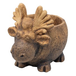 Classic Home and Garden Indoor Outdoor Cement Moose Planter, Brown, 7"