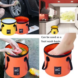 5.2 Gallon Bucket(20L),Collapsible Bucket with Handle, Portable Camping Bucket, Ultra Lightweight Outdoor Basin Fishing Bucket, Folding Bucket for Fishing, Camping, Car Washing (Orange 5.2 Gallon)