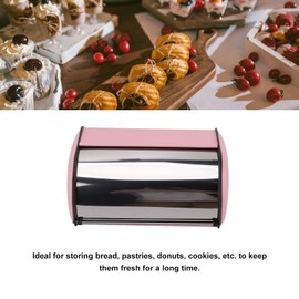 ZIZEV Roll Top Bread Keeper, Bread Box Holder Pink Good Visual Effect Multifunctional High Space Usage Practical Pastry Iron