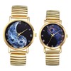JewelryWe Pair of Watches Analogue Quartz Partner Friendship Wristwatch Elastic
