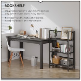 4NM No Assembly Folding Bookshelf Storage Shelves 3 Tiers Vintage Bookcase Standing Racks Study Organizer Home Office (All Black)