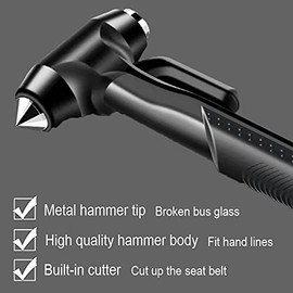 Window Breaker, Car Safety Hammer Life Saving Survival Kit with Heavy Carbon Steel Points and Hardened Sharp Car Window Breaker, Seatbelt Cutter Hammer，Auto Accident Life-Saving Rescue