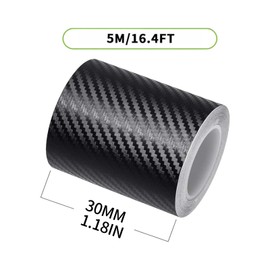 ZZLBZN Carbon Fibre Vinyl Wrap - 3cm*5m Black Protective Film Car Sticker - Door Sill Protector, Universal Car Accessories Texture 3D Effect for Car Door/Rear Bumper Protector
