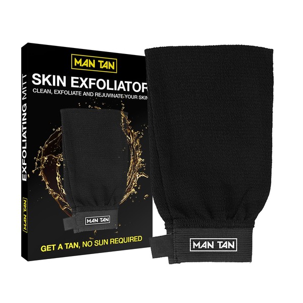 MAN TAN Sunless Tanner Exfoliator Mitt | AMINOTAN Best Clear