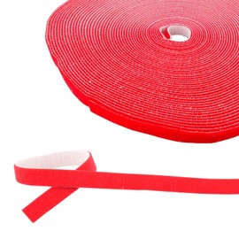 AIXONTEC 25 m Velcro Red Velcro Cable Ties 15 mm Wide Cable Manager Cable Management Colourful Reusable Velcro - Polyester Tear-Resistant Nylon 25 Metres