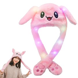 Hat with Movable Ears, Ear Rabbit Hat LED, Movable Ears Press the Animal Hat, Movable Ear Hat, Hat with Wiggle Ears, LED Luminous Ears, Rabbit Ears, LED Hats for Fancy Dress
