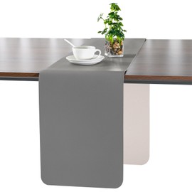 Myir JUN Table Runner, Modern Table Runner, Washable Table Runner, Outdoor Double-Sided Leather Table Runner, Waterproof, Non-Slip and Can Be Used for Decoration, 30 x 140 cm (Grey Beige)