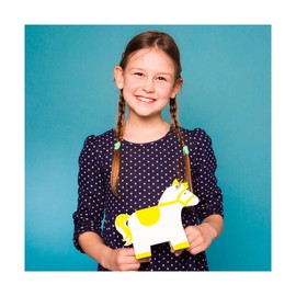 Bibabox 4 Solid White Cardboard Ponies Paper Animals Paint Kids Party