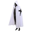 BLESSUME Medieval Knights Templar Hospitaller Hooded Cape (White 2)
