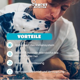 Probiotics Dog and Cat + Prebiotics + Vitamins B Complex. Immune System Strengths. 11 Bacterial Strains. 10 Billion CFU Strengthening Immune System & Building Intestinal Flora CE Propet Nutrition