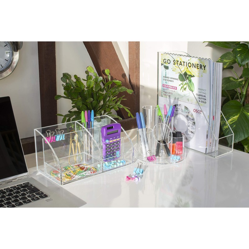 OSCO Clear Acrylic 5 Tube Pen Pot | Desk Tidy