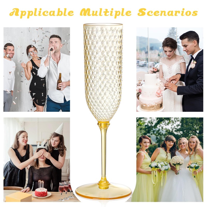 XUWAIDSGN 24 Pack Pink Detachable 2 piece Champagne Flutes 5.5