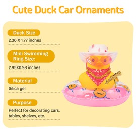 Litcalemy Yellow Rubber Duck for Car Dashboard - Squeaky Bath Toy & Fun Cowboy Car Ornament, Car Dashboard Décor with Swim Ring Cowboy Set (Style 3)