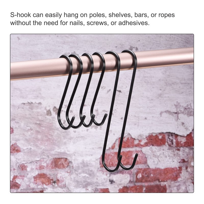 sourcing map S Hanging Hooks, 8inch/200mm Extra Long Steel Hanger,
