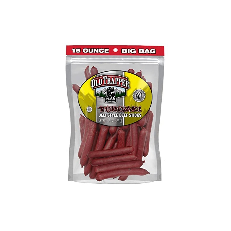 Old Trapper Deli-Style Beef Sticks, Teriyaki Flavor, 15-Ounce Package, Great