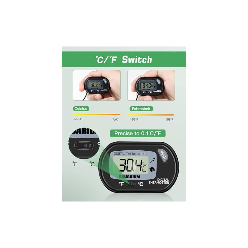 Zacro Termómetro digital LCD para acuario, tanque de peces, temperatura