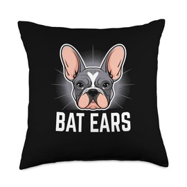 Bat Ears Dog Breed Rescue Pet Paws French Bulldog Throw Pillow