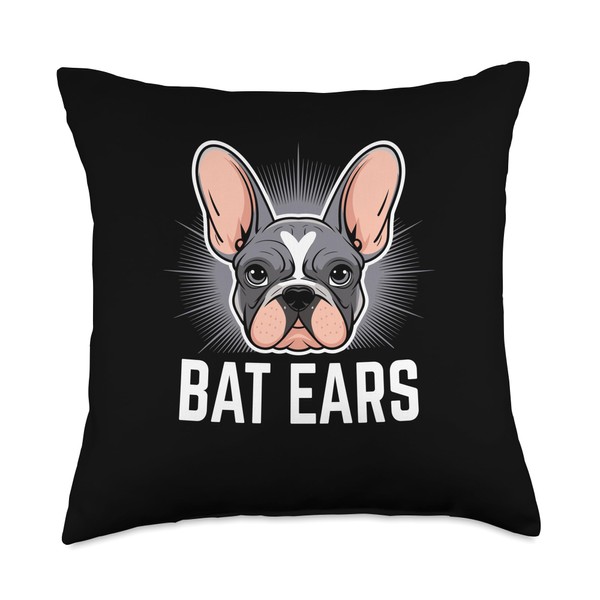 Bat Ears Dog Breed Rescue Pet Paws French Bulldog Throw
