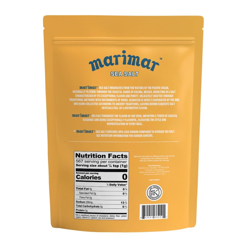 Marimar Sea Salt, Naturally Low Sodium, Coarse Grain, Kosher, 20oz