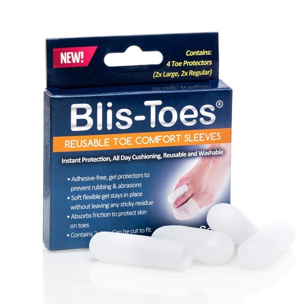 Blis-Toes - Reusable Toe Comfort Sleeves - 2 Large + 2 Regular