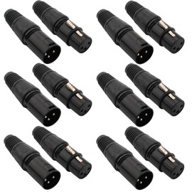 RUNCCI-YUN 12PCS 3 Pin XLR Solder Connector,6 Male and 6 Female XLR Mic Plug,Microphone Audio Socket,XLR Male Female Connector Solder Microphone Plug XLR Jack Stereo Black housing