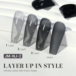 MelodySusie Jeweliver Jelly Gel Nail Polish, 0.5Fl.oz Black Jelly Gel Polish Sheer Translucent Soak Off UV LED Light Cure Valentine's Day Gift for Women Nail Art Manicure Nail Art DIY at Home JM-NJ-4