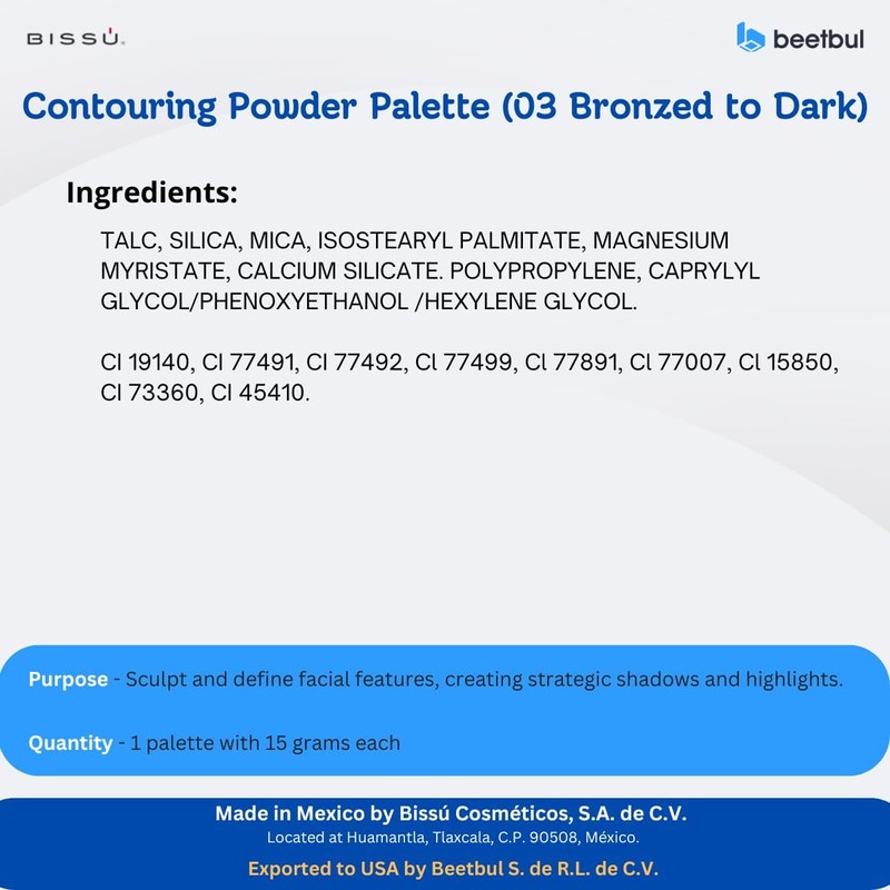 Kit de maquillaje: Bissú Contour Palette + 1 palicador +