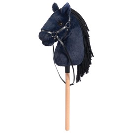 BEJOY Steckenpferd Spielzeug Pferd, Hobby Horse Rein Holzpferd Plüschpferd zum Reiten für Kinder mit Halfter und Trense, Simulierte Pferdewimpern, Tiefblau