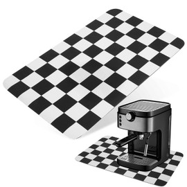 Dish Drying Mat for Kitchen Counter, Coffee Bar Checkered Silicone Drying Mat, Non-Slip Draining Mat Quick Absorbent Drainer Pad for Kitchen Easy to Clean 20"L x 12"W