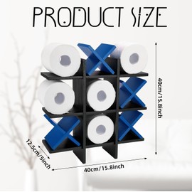 Weysat Tic Tac Toe Toilet Paper Holder Stand Bathroom Wall Decor Rustic Wooden Hanging Storage Freestanding Wall Mounted Shelves Decor for Toilet Tissue Farmhouse